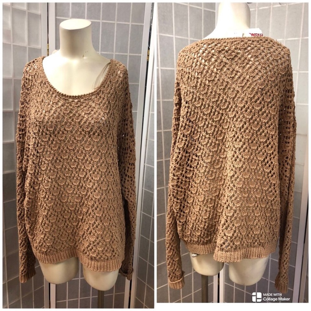 Artelier, Woman, Sweater tissue, Brown, Size 2XL, Long Sleeve,Round Neck.!